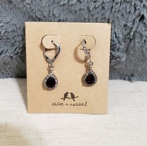 Ruby red hanging earrings